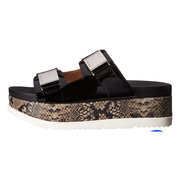 Brand New Calvin Klein Casely Women's Platform Slides Nappa Leather Snak… - Picture 10 of 16
